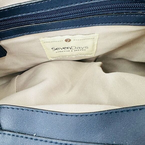 Seven Days Lifestyle & Dreams Vegan Leather BLUE Tote Large Handbag Pockets! NWT - Picture 13 of 16